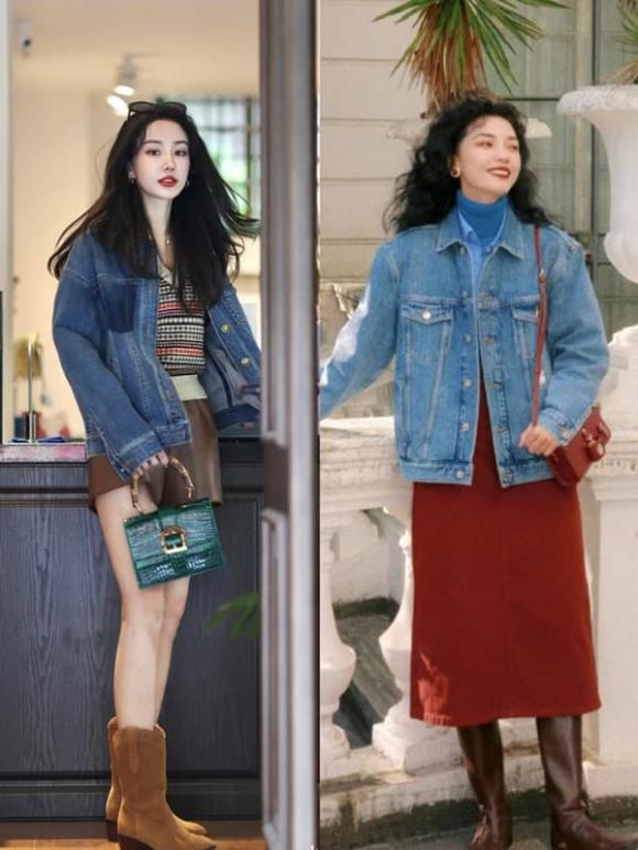 áo khoác denim, thời trang mùa thu, mặc đẹp mùa thu