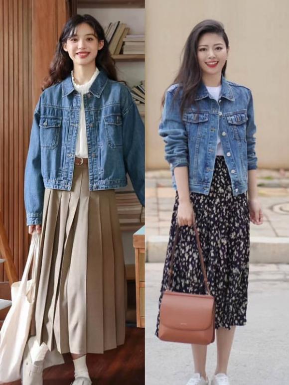 áo khoác denim, thời trang mùa thu, mặc đẹp mùa thu