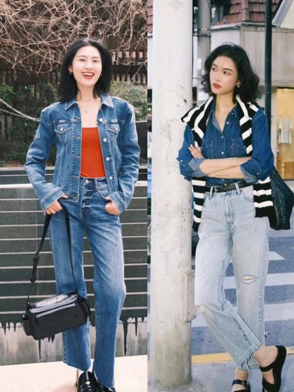 áo khoác denim, thời trang mùa thu, mặc đẹp mùa thu