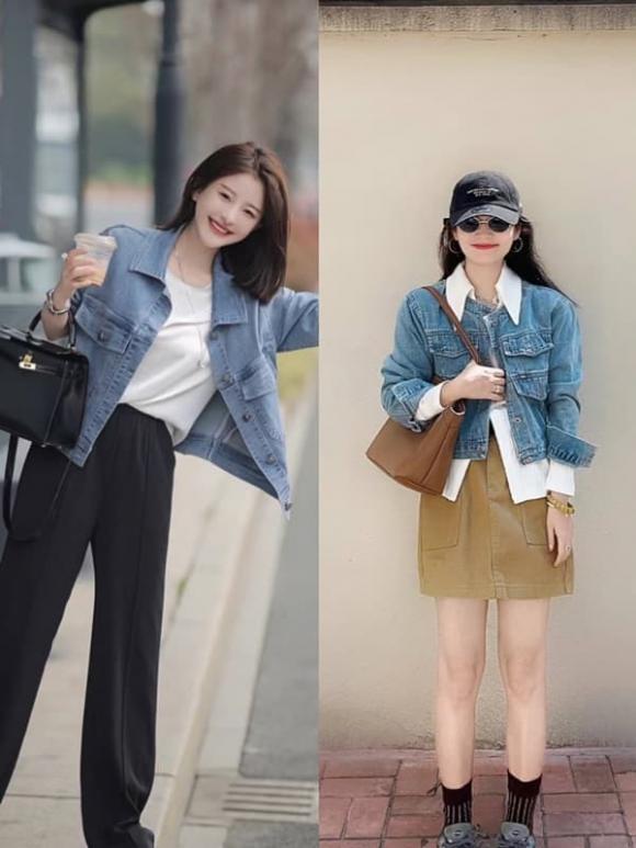 áo khoác denim, thời trang mùa thu, mặc đẹp mùa thu